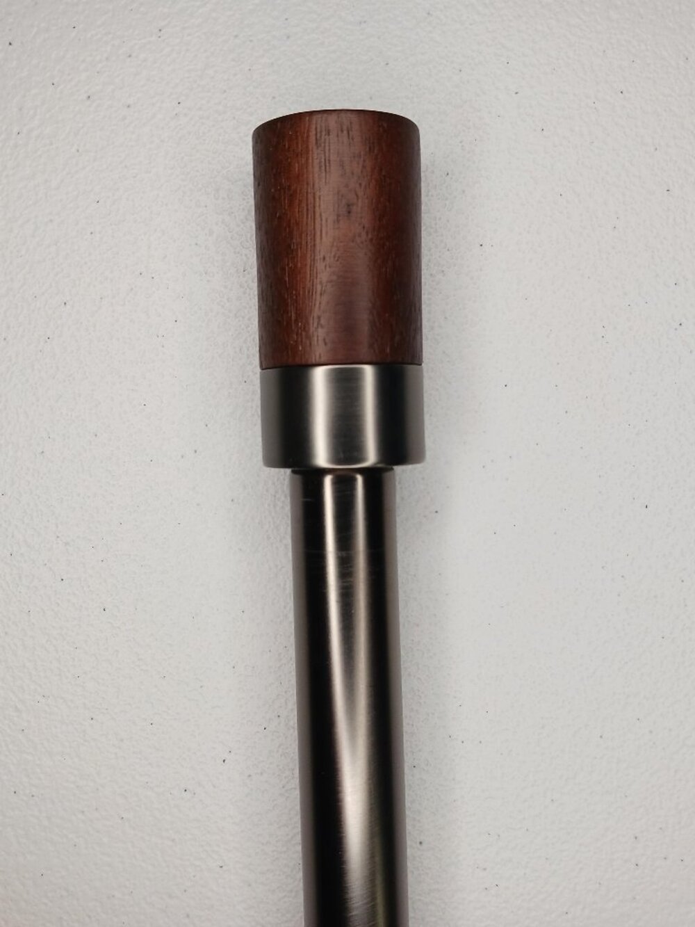 Umbra Gun Metal Curtain Rod 36'' - 72'' Natural Wood 1'' Block
